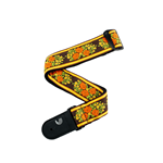Peace & Love Woven Guitar Strap - Brown/Yellow