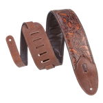 Levy's Sundance Series Floral Embossed Leather Guitar Strap - Brown