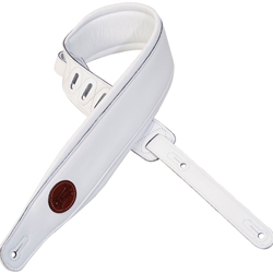 Levy's 3" Signature Series Padded Leather Guitar/Bass Strap - White