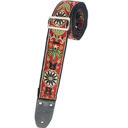 Henry Heller 2" Woven Jacquard Guitar/Bass Strap w/ Tri-Glide and Nylon Backing - Red/Green