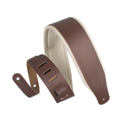 Levy's Amped Series Leather Guitar Strap - Brown / Cream